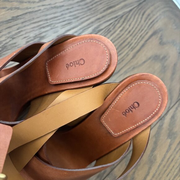Chloe Clog Brown Platform Chunky Heels - Picture 4 of 4